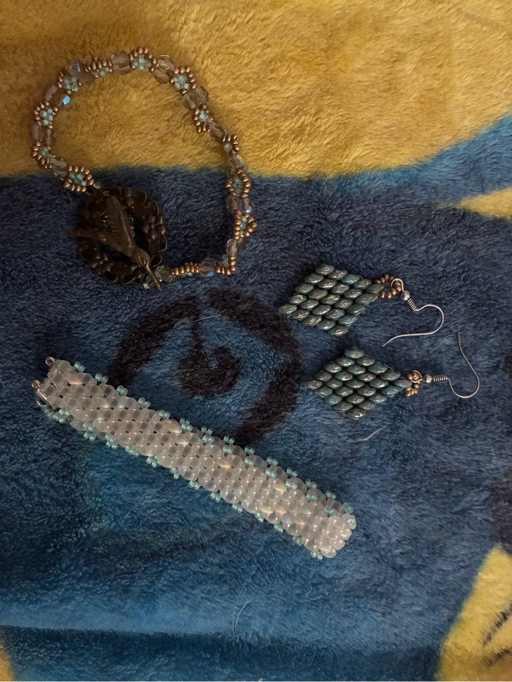 Handmade Turquoise Beaded Bracelet and Earrings Set